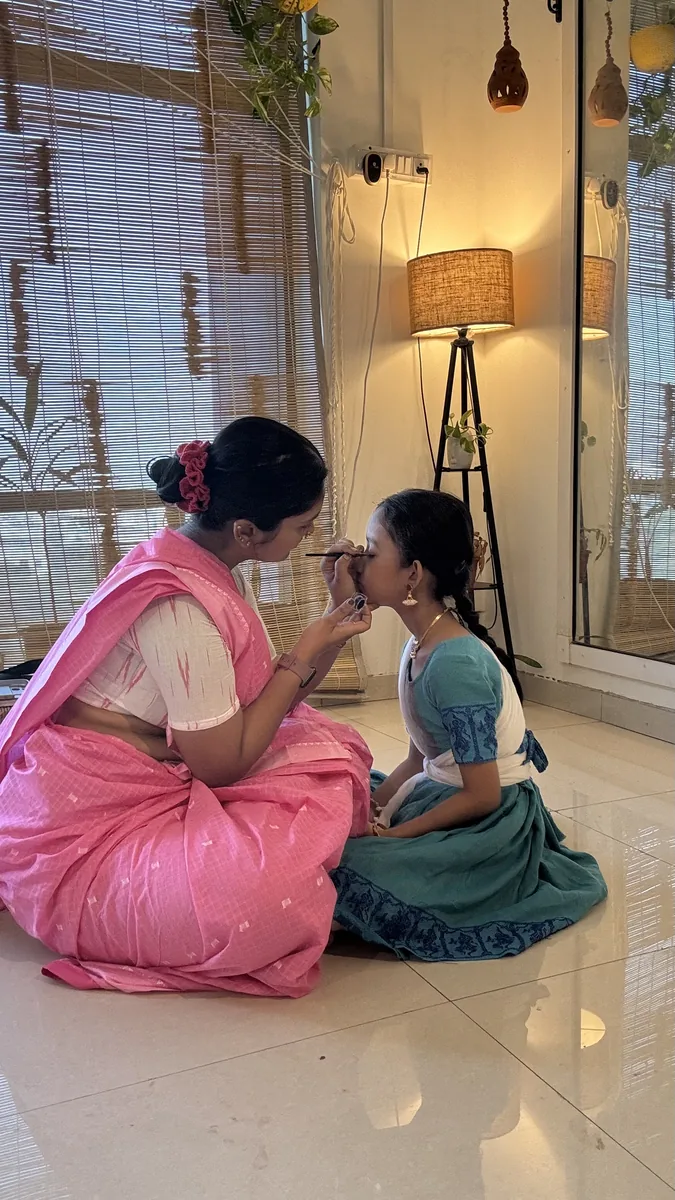 Make-up before a class performance