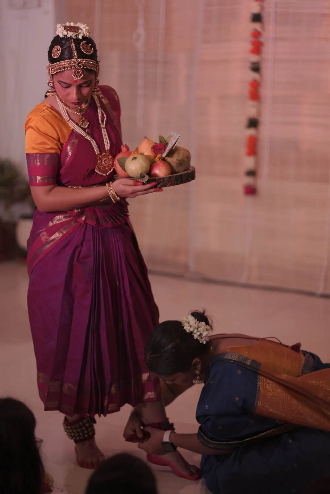 A dancer in namaskar before her recital